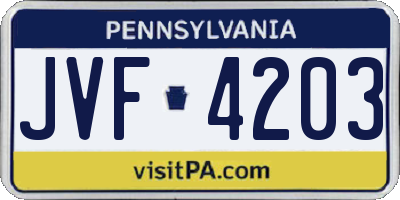 PA license plate JVF4203