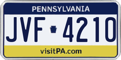 PA license plate JVF4210