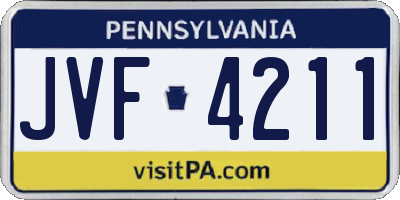 PA license plate JVF4211