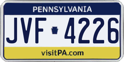 PA license plate JVF4226