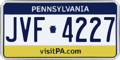 PA license plate JVF4227