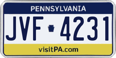 PA license plate JVF4231