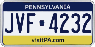 PA license plate JVF4232