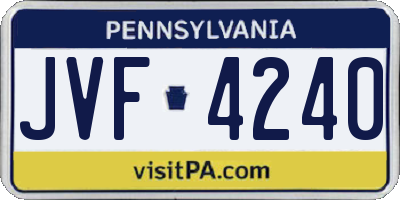 PA license plate JVF4240