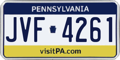PA license plate JVF4261