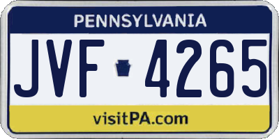 PA license plate JVF4265