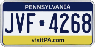PA license plate JVF4268