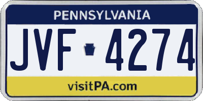 PA license plate JVF4274