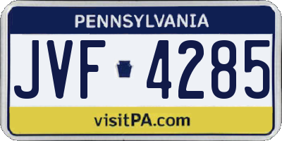 PA license plate JVF4285