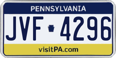 PA license plate JVF4296