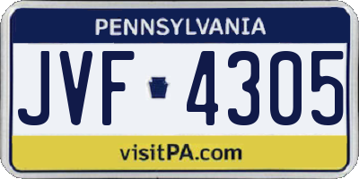PA license plate JVF4305