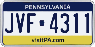 PA license plate JVF4311