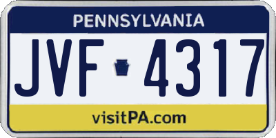 PA license plate JVF4317