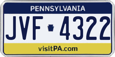 PA license plate JVF4322