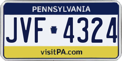 PA license plate JVF4324