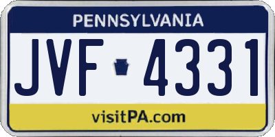 PA license plate JVF4331