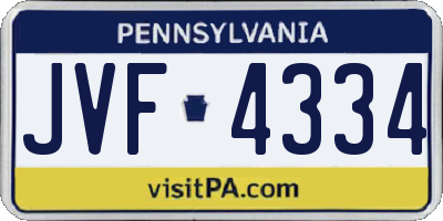 PA license plate JVF4334