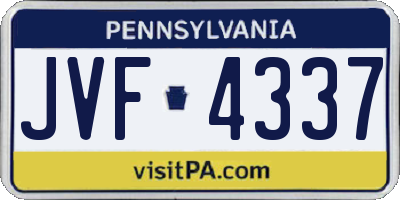PA license plate JVF4337