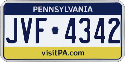 PA license plate JVF4342