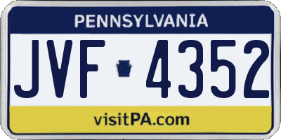 PA license plate JVF4352