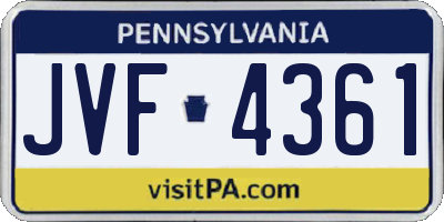 PA license plate JVF4361