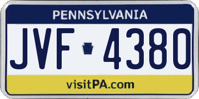 PA license plate JVF4380