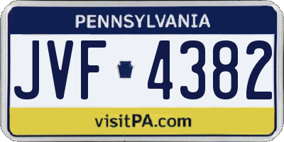 PA license plate JVF4382