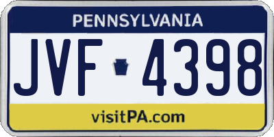 PA license plate JVF4398