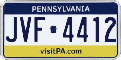 PA license plate JVF4412