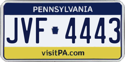 PA license plate JVF4443