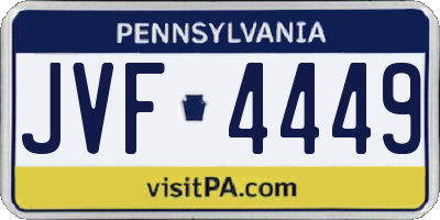PA license plate JVF4449