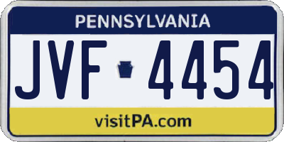 PA license plate JVF4454