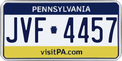 PA license plate JVF4457