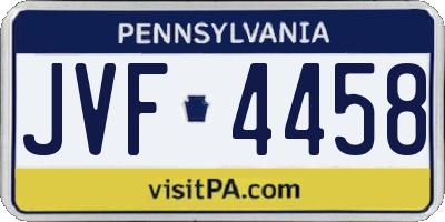 PA license plate JVF4458