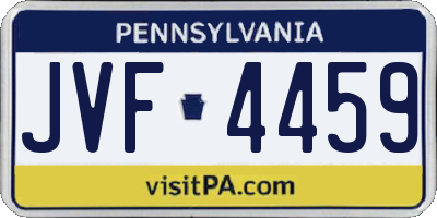 PA license plate JVF4459