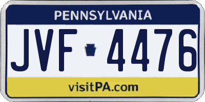 PA license plate JVF4476