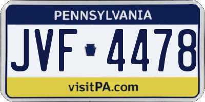 PA license plate JVF4478
