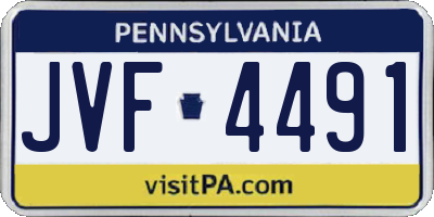 PA license plate JVF4491