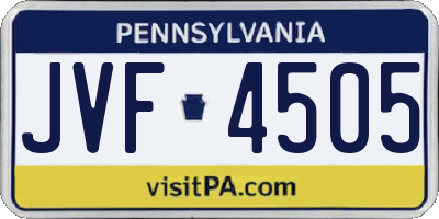 PA license plate JVF4505