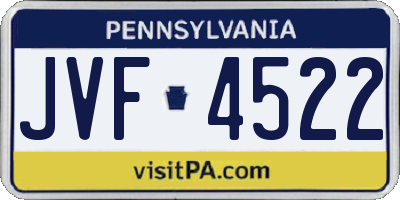 PA license plate JVF4522