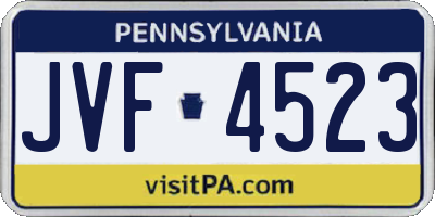 PA license plate JVF4523