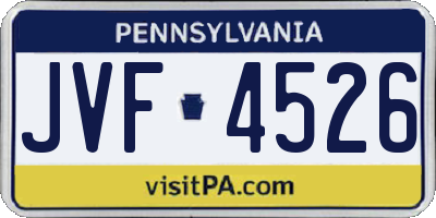PA license plate JVF4526