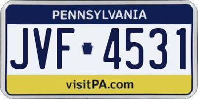 PA license plate JVF4531