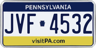 PA license plate JVF4532