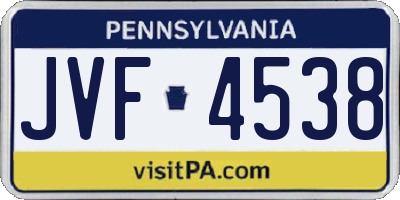 PA license plate JVF4538