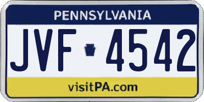 PA license plate JVF4542