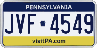 PA license plate JVF4549