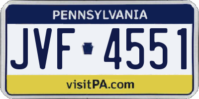 PA license plate JVF4551