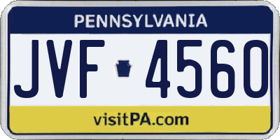 PA license plate JVF4560