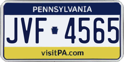 PA license plate JVF4565